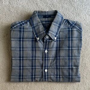 J. Crew Men's Gray and Blue Checkered Shirt- size XS